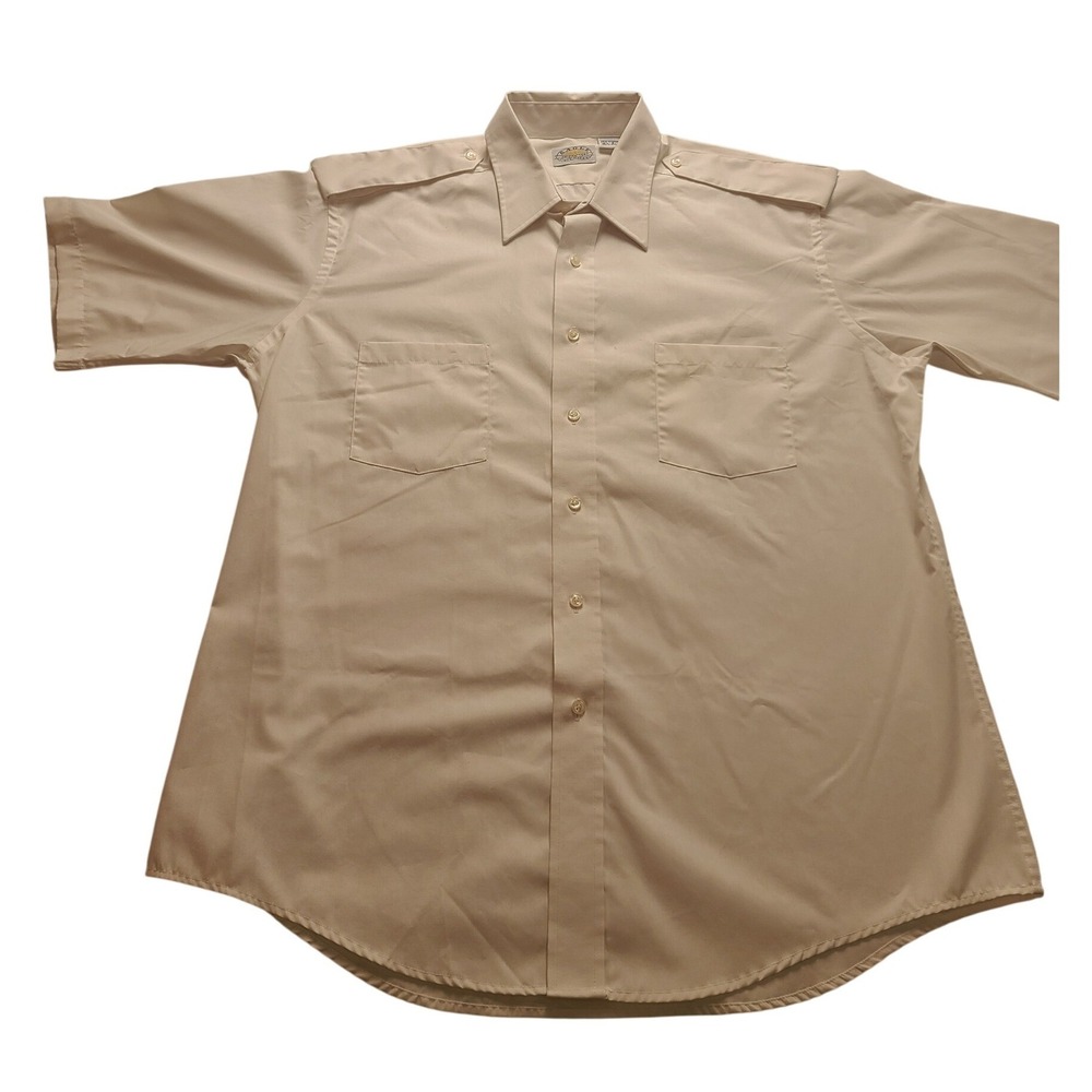 Eagle Shirtmakers Men's 16.5‎ White Short Sleeve Epaulet Pilot Uniform Shirt